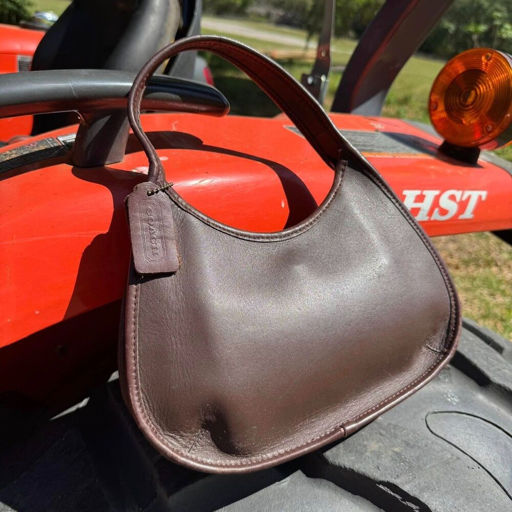 Authentic COACH Ergo 9027 Leather Shoulder Bag Dark Brown USA Vintage